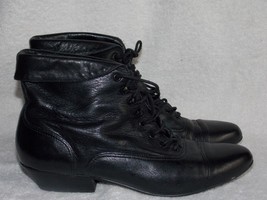 Nicole CARRIE Black Leather Ankle Boots Lace Up For Women 5.5M Used - $748.02 MXN