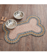 Dog Bone Shaped Braided Jute Rug 15x23 Pet Feeding Mat Country Farmhouse... - $35.84