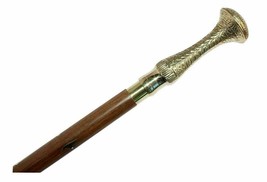 Brass Vintage Style Swan Head Handle Victorian Spiral Wooden Walking Stick Cane - £33.07 GBP
