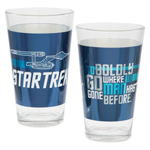 Star Trek: TOS Enterprise Two Piece 16 oz Pint Laser Decal Glass Set NEW UNUSED - £11.40 GBP