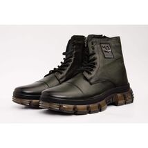 The Ottova Green Leather Lace-Up Sneaker Men Boot with a Zipper image 2