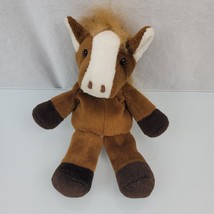 Kellytoy Stuffed Plush Brown Horse Pony White Stripe Blaze Bean Beanbag Beanie - £19.41 GBP