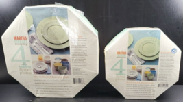 8 Pc Martha Stewart Basketweave Scone Beige Dinner Salad Plates Set MSE Dish NEW - £70.95 GBP