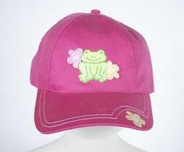 Confetti Girls Nwt Baseball Cap Pink Hat Frog Beaded Flowers Adjustable New - $3.95