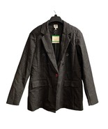 Anne Klein Blazer Womens L Black Metallic Silver Check Structured Jacket... - €36,00 EUR