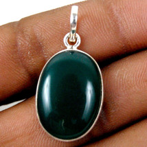 925 Sterling Silver Green Onyx Handmade Necklace 18&quot; Chain Festive Gift PS-1510 - £25.70 GBP