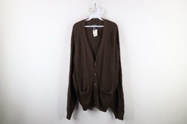 Deadstock Vtg 90s Streetwear Mens 2XL Blank Chunky Cable Knit Cardigan S... - $89.05