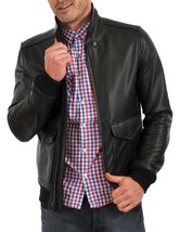 New Men&#39;s Genuine Lambskin Leather Jacket Black Slim Fit Motorcycle Jacket MJ128 - £93.90 GBP