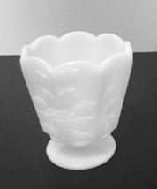 E.O. Brody Co Cleveland Ohio Milk Glass Pedestal Vase Planter Grape Vine Design - £15.41 GBP