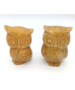Vintage Ceramic Owl Salt &amp; Pepper Shaker Set Tan Brown - £9.40 GBP