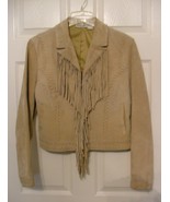 Womans Tan Fringed Leather Western Jacket Fitted Ladies Size 6 Rodeo Ladies - $53.60 CAD