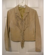 Womans Tan Fringed Leather Western Jacket Fitted Ladies Size 6 Rodeo Ladies - £30.76 GBP