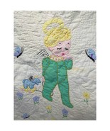 Vintage 1930s Baby Quilt 35x45 – Embroidered Angel &amp; Butterflies Handmade - $50.32 CAD