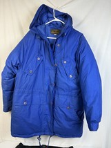 Vintage Eddie Bauer Goose Down Jacket Puffer Parka Hooded Blue Men’s Large - £78.54 GBP