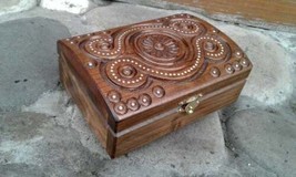 Jewelry box carved wooden box Necklace Jewelry Wedding birthday present gift 6&quot; - £16.59 GBP