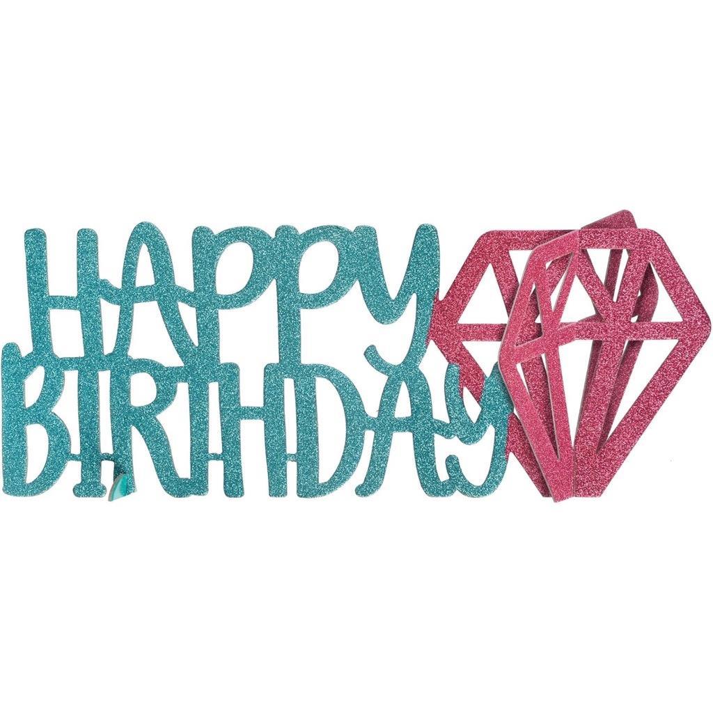 Happy Birthday Glitter Table Top Sign Decorations Centerpiece Birthday P... - $5.95