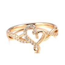 Fine Jewelry 585 Rose Gold Heart Rings For Women Fashion Natural Zircon Bridal W - £10.03 GBP