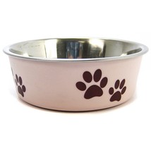 Loving Pets Stainless Steel &amp; Light Pink Dish with Rubber Base - £23.85 GBP