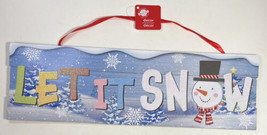 Let It Snow Christmas Winter Plaque Sign with Snowman 5.75&quot; x 19&quot; NWT - £11.19 GBP