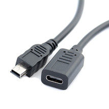 1 Ft (32 cm) USB Mini B 5-Pin Male to Type C (USB 3.1) Female Adapter Cable Cord - £12.54 GBP