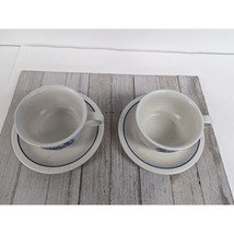 Pfaltzgraff Yorktowne Set of 2 Mugs Cups Saucers Stoneware USA Blue - £10.12 GBP