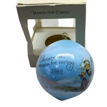 Hallmark Satin Ball Ornament Season of Caring Shepherd Vintage Christmas 1982 - £7.15 GBP