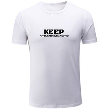 New Keep Hammering Design Mens Boys Casual T-Shirts Print Tops Graphic T... - £14.08 GBP
