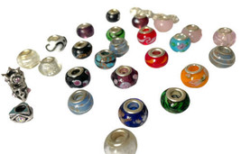 Glass Lampwork Beads Murano European Charm Bracelet Mixed 31 ct DIY Jewelry - £23.59 GBP