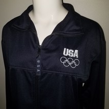 United States Olympic Committee Full Zip Jacket Size Large Black White USA - $16.79