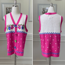 Vintage Quacker Factory Button Front Sweater Vest Novelty Mitten Knit Pi... - $482.11 MXN