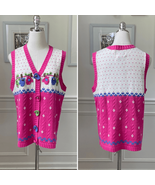 Vintage Quacker Factory Button Front Sweater Vest Novelty Mitten Knit Pi... - $25.92