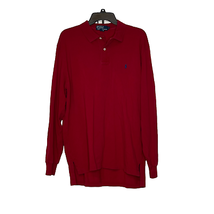 Polo Ralph Lauren Mens LS Golf Shirt Size Large Red Knit 100% Cotton Pony Logo  - £23.35 GBP