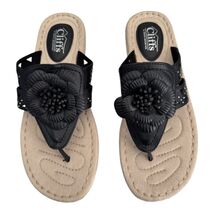 Cliffs White Mountain Sandals Ladies Women’s 9M Black Floral Cynthia Thong - $29.06