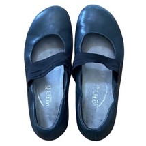 Naot Koa Black Leather Mary Jane Flat Comfort Shoes Womens Size 37 Elastic Strap - £34.10 GBP