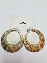 Erica Lyons Gold Tone Hoop Earrings 2 Inch Filigree Earrings Egyptian Design - £9.97 GBP