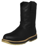 Mens Black Work Boots Leather Shock Absorbing Soles Non Slip Pull On Sof... - €69,14 EUR