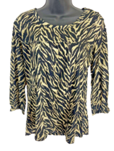 Women&#39;s Size Small Keren Hart Animal Print Elastic Cuff Pullover Blouse - $14.24