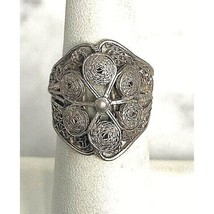 925 Sterling Silver Filigree Intricate Design Ring Size 6.75 Sky - £30.53 GBP