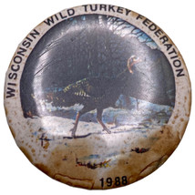 Wisconsin Wild Turkey Federation Pin 1988 Stained Vintage Hunting - £4.32 GBP