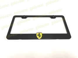 3D Ferrari Shield Emblem Black Powder Coated Metal Steel License Plate F... - $25.93
