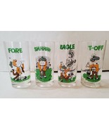 Vintage Mid Century Modern Golf Drinking Glasses Cartoon Imagery Set 4 B... - $37.06