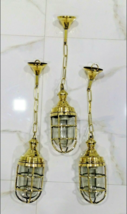 Nautical Hanging Cargo New Marine Brass Ship Passageway Bulkhead Light 3 Piece - £245.69 GBP