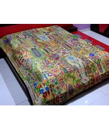 Vintage Bohemian Patchwork Bedspread Embroidery Bed Cover Throw Wall Han... - $179.69