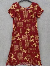 HAWAIIAN MOON WOMENS DRESS SZ XL BURGUNDY SHADES HIEROGLYPHS BOTTOM FLOU... - $19.99