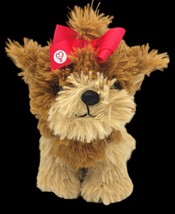 Nickelodeon Yorkie Puppy Dog 7&quot; Brown Tan Red Bow JoJo Siwa Stuffed Valentine - £9.63 GBP