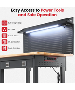 Table Workbench Work W/ Power Outlets Lights Adjustable Garage Height Bench - $380.01