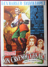 1959 Original Movie Poster Son of Red Corsair Corsaro Rosso Zeglio Lex Barker - £54.33 GBP