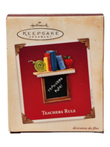 Vtg 2003 Hallmark Keepsake Teachers Rule Ornament w/Box &amp; Holiday Card D... - $4.10 CAD