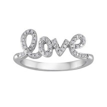 0.15 CT Brilliant Simulated Diamond Love Stackable Ring 14K White Gold Plated - £156.93 GBP