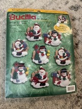 Bucilla Felt Applique SANTA AND SNOWMAN FENCE Christmas Ornament Kit 84264 - £17.92 GBP